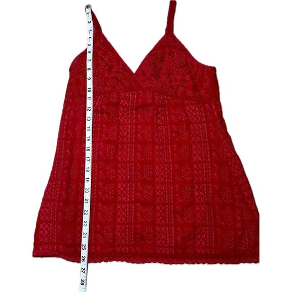 Johnny Was Women’s Red Sleeveless Floral Eyelet Babydoll Tunic‎ Top DIY Read Sm - Picture 6 of 11